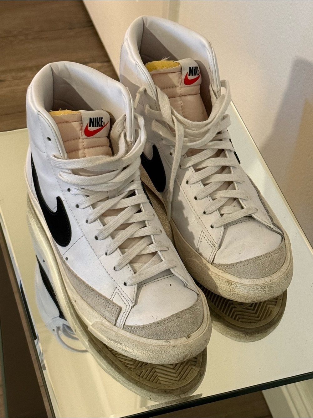 Nike White and Black High-Top Sneakers